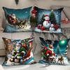 New Christmas Wreath Pillow Cover Polyester Printed Holiday Decoration Living Room Sofa Cushion Cover Bedroom Pillow