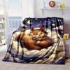 Squirrel Dreams Under Moonlight Blanket Flannel Blanket for Bed, Sofa, Camping, Hiking, Picnic Essentials, Gift for Family Fan Gifts