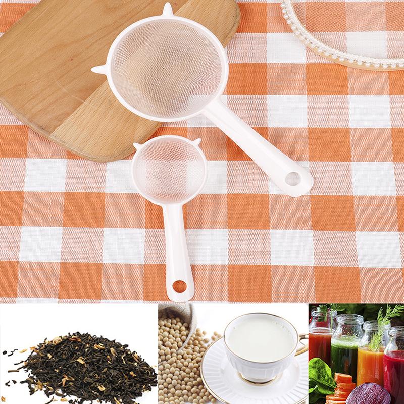 Kitchen Handheld Plastic Screen Mesh Tea Leaf Strainer Flour Sieve Colander