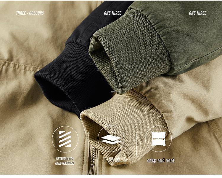 Herren Arbeitsjacke mit Kapuze aus reiner Baumwolle, Herbst/Winter, mit Samtfutter, Verdickt, Lockerer Schnitt, Übergröße, Stil 6836.