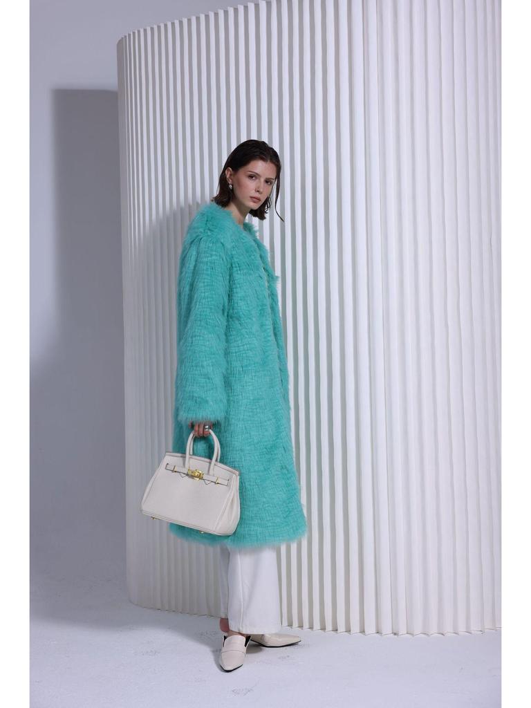 Women's Eco-Friendly Faux Lamb Curly Fur Coat - European & American Style Overcoat