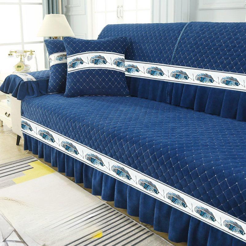 

Европейский кружевной вышитый толстый чехол для дивана 1, 2, 3 сиденья универсальная подушка для дивана зимнее теплое украшение для дома защитный коврик для полотенца 90x160cm