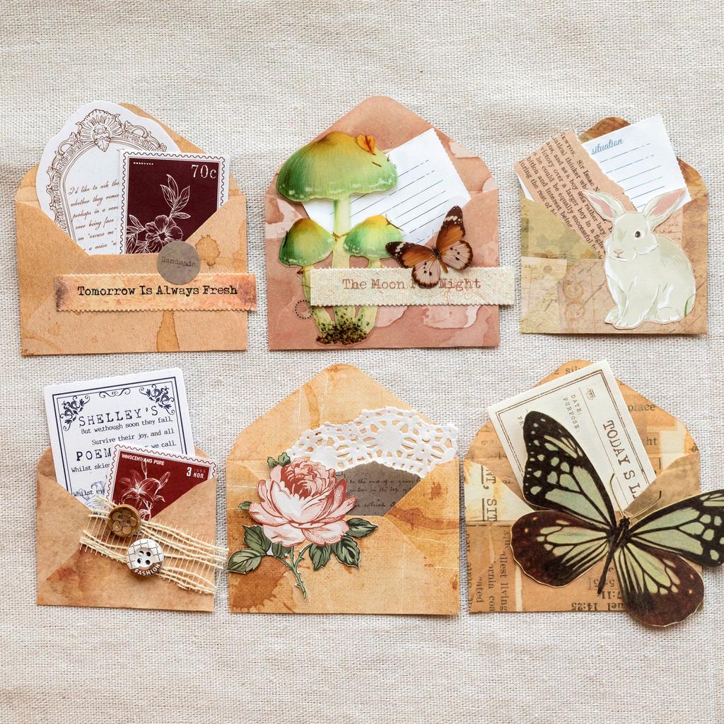 Mini Small Envelope Set, Memory Song Series, Exquisite Collage, Handmade Tent Decoration Materials, 8 Pieces In Total