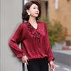 2025 Spring Wedding Banquet Top for Mother-in-law: Elegant Mid-Aged & Elderly Long-Sleeve Shirt