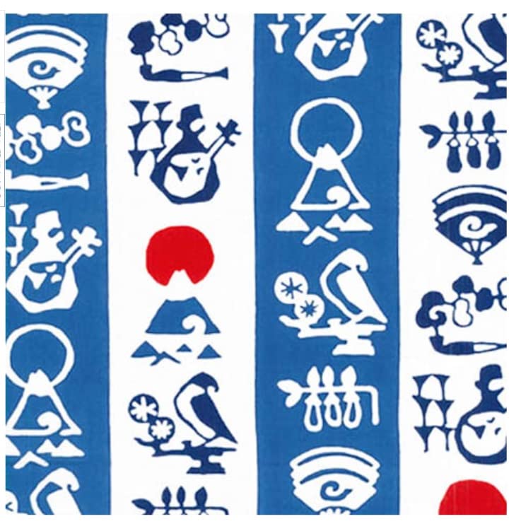 Todaya Shoten Tenugui 1503 Niwaen-zome (hand towel) - Fuji, Hawk, Eggplant,