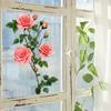 Romantic Pink Rose Window Stickers, Self-adhesive Waterproof Glass Stickers, Home Decoration Wall Stickers