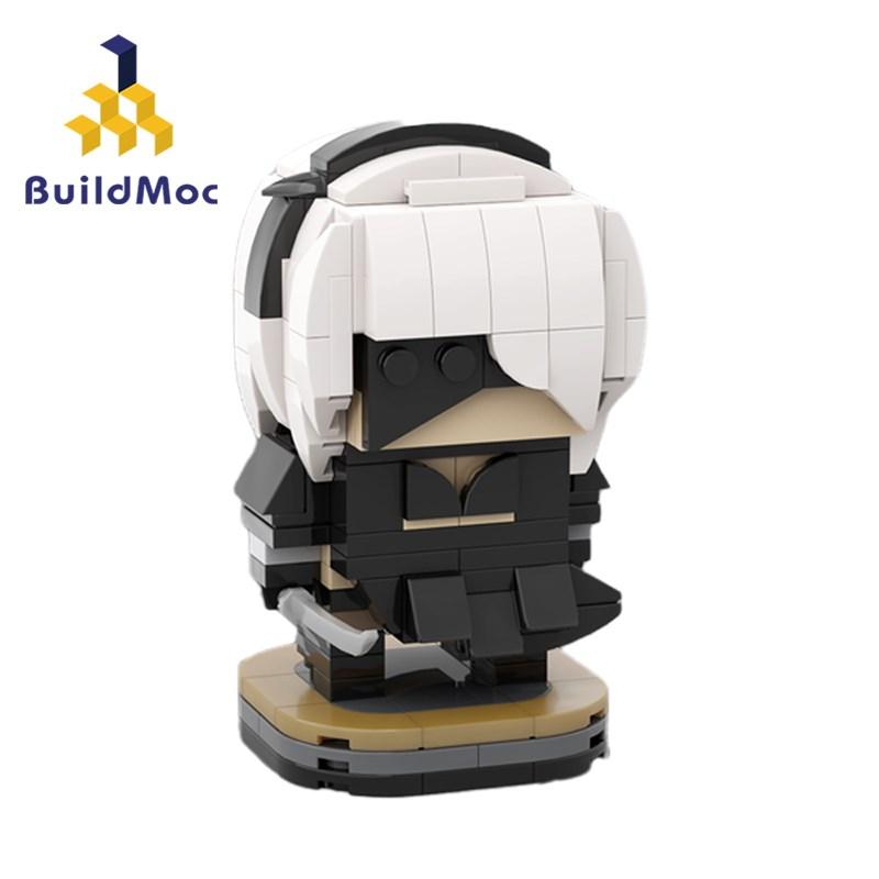 BuildMoc NieRed Automataed 2B YoRHaed No.2 Type B Brickheadz MOC Building Blocks Assemble Model Bricks Figures  Toys Kids Gifts