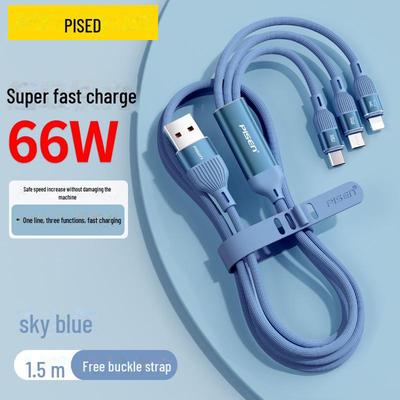 PISEN 3-in-1 6A Fast Charging Silicone Cable with PD