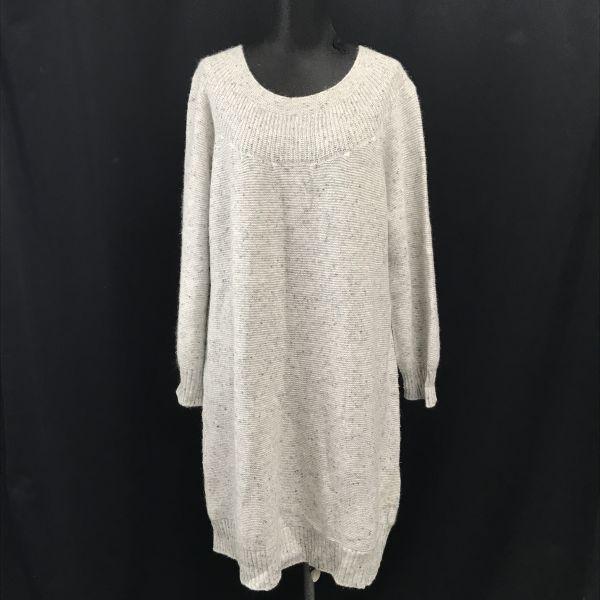 USED/Made In Japan Aylesbury Knit Dress LL Light Gray Long Sleeve Long Tunic Tokyo Style