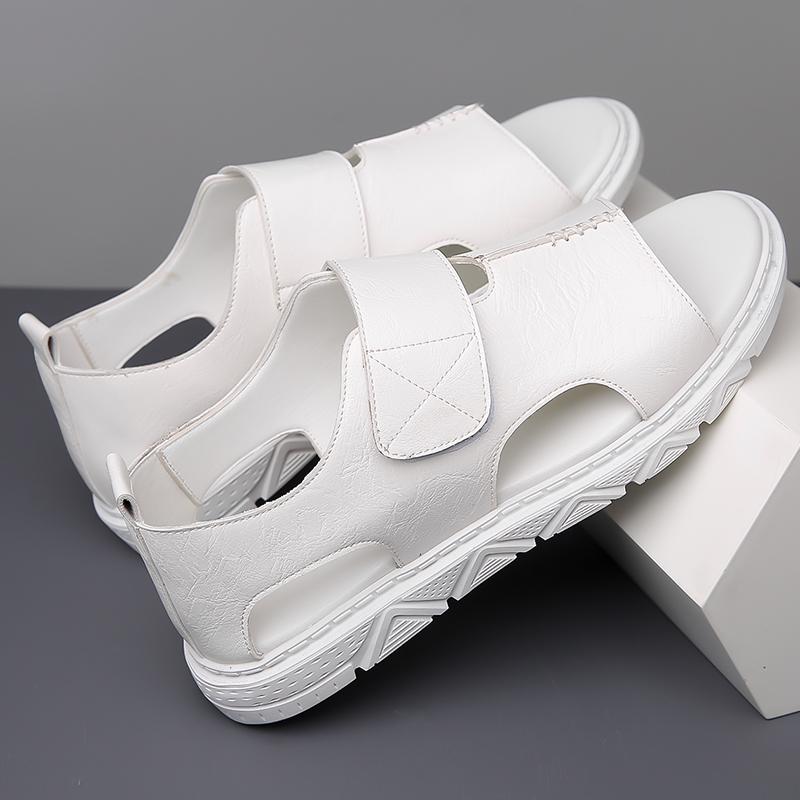 Fashion New Summer Minimalist Design High Quality Leather Men's Sandals Outdoor Casual Handmade Comfortable  Fashion Soft Beach Sandals