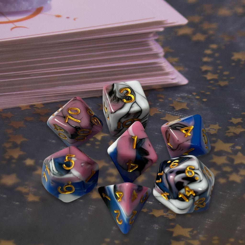 7 Piece RPG Dice Set Polyhedral 4 Color for Role Playing Game Cafe