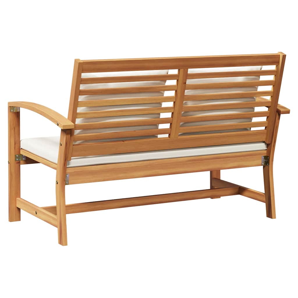 Bench In Brown and Cream 110 X 66 X 76 Cm Solid Teak Wood