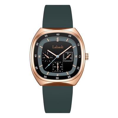 Square Silicone Big Brand High School Green Women's Wristwatch, Waterproof, Sporty, Cute, Simple, Stylish, Casual, Face, Name, Gift, Student,