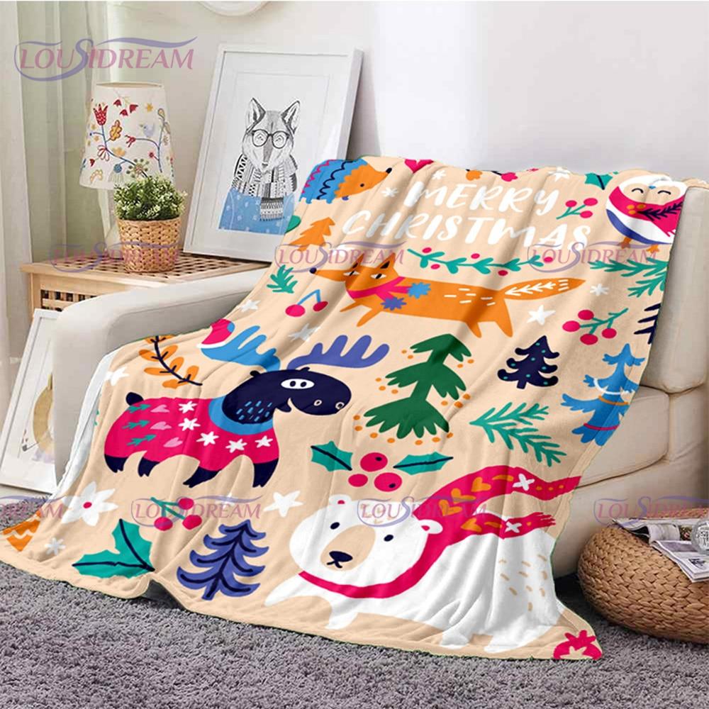 Merry Christmas Santa Claus Blanket Soft Flannel Throw Blanket for Home Bedroom Sofa Travel Office Snowflake Rest Cover Blanket