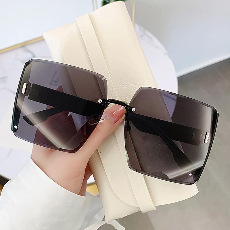 Vintage Square Frame Sunglasses For Women Classic Retro Gradient Mirror Frameless Sun Glasses Female Rimless Eyewear