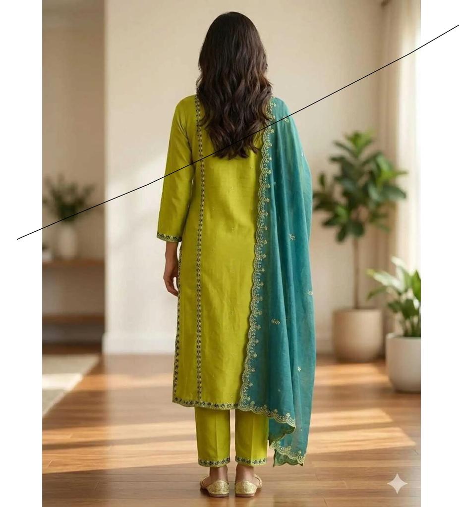 Women Bollywood Pure Silk Kurta Pant Dupatta Set Party Wear Top Tunic