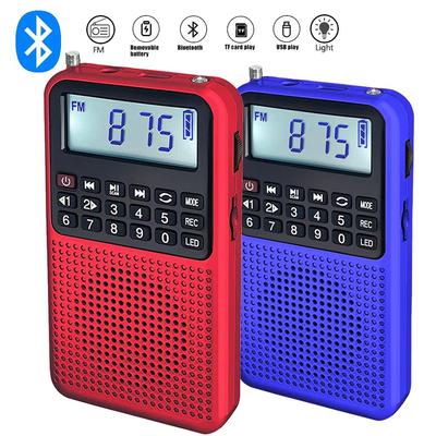 Bluetooth FM Radio with TF Card Slot Voice Recorder Flashlight LED Light Earphone Jack  Rechargeable Battery