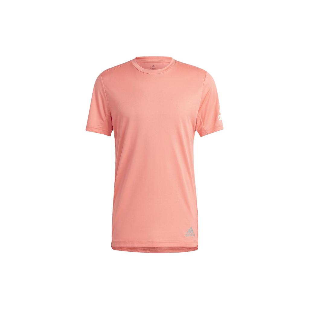 Adidas Run It Letter Logo Print Crew Neck T-Shirt Men Tops Pink IC7646