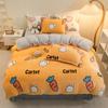 Cute Cartoon Strawberry Printed Duvet Cover Coral Fleece Autumn Winter Bed 4 Piece Set Wear Resistant Machine Washable Bedding