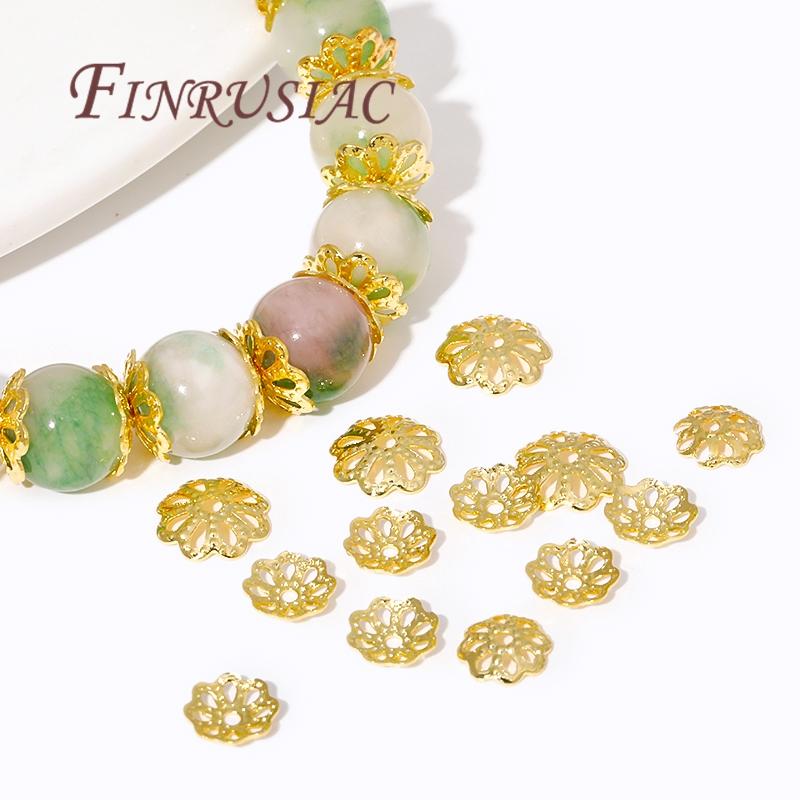 5mm 6mm 8mm Bead Caps For Jewelry Making 18K Gold Plated Brass Flower Bead Caps For DIY Bracelets Accessories Findings