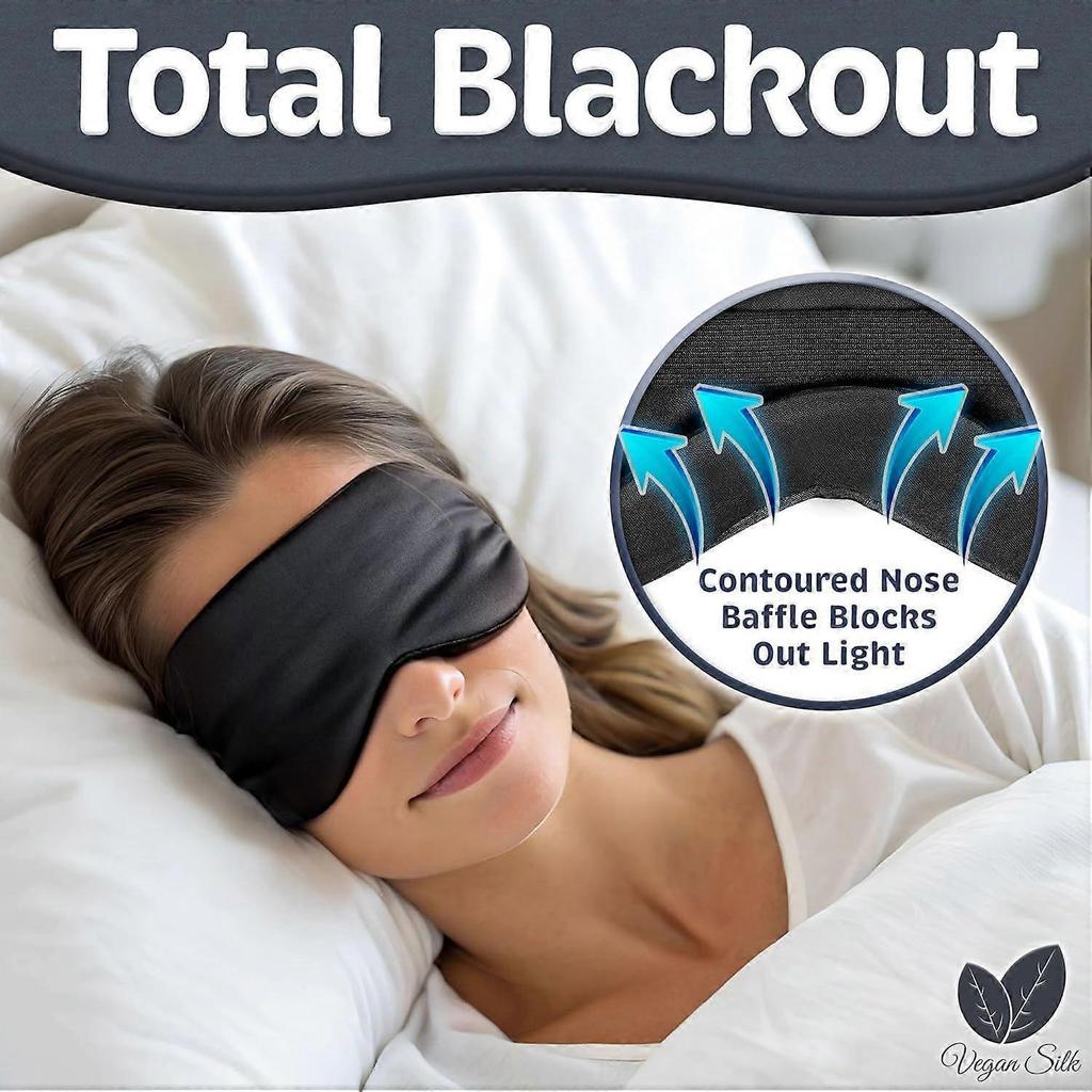 Sleep Mask - Black, 100% Tencel Derived from Natural Wood Pulp - Lightweight Eye Mask with Adjustable Strap - Blackout Blindfold for Women & Men - Co