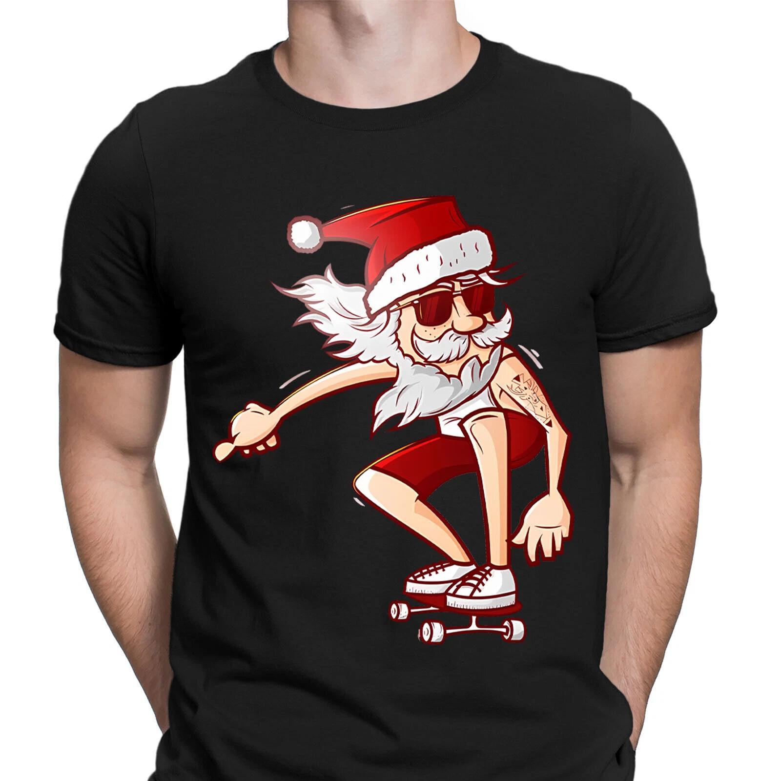 

Santa Running For Christmas Xmas Party Funny Novelty Mens TTshirts Tee Top #DJV 2XL