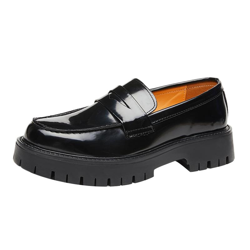Nuove Scarpe Mocassini con Zeppa Scarpe Uomo Scarpe da Sposa con Suola Spessa Scarpe Formali Nere da Lavoro Scarpe Casual in Pelle Slip-on con Zeppa