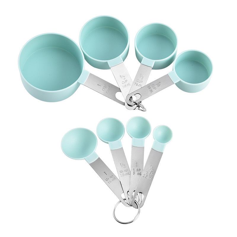 8-Piece Stainless Steel and Plastic Measuring Cups and Spoons Set with Scale for Baking