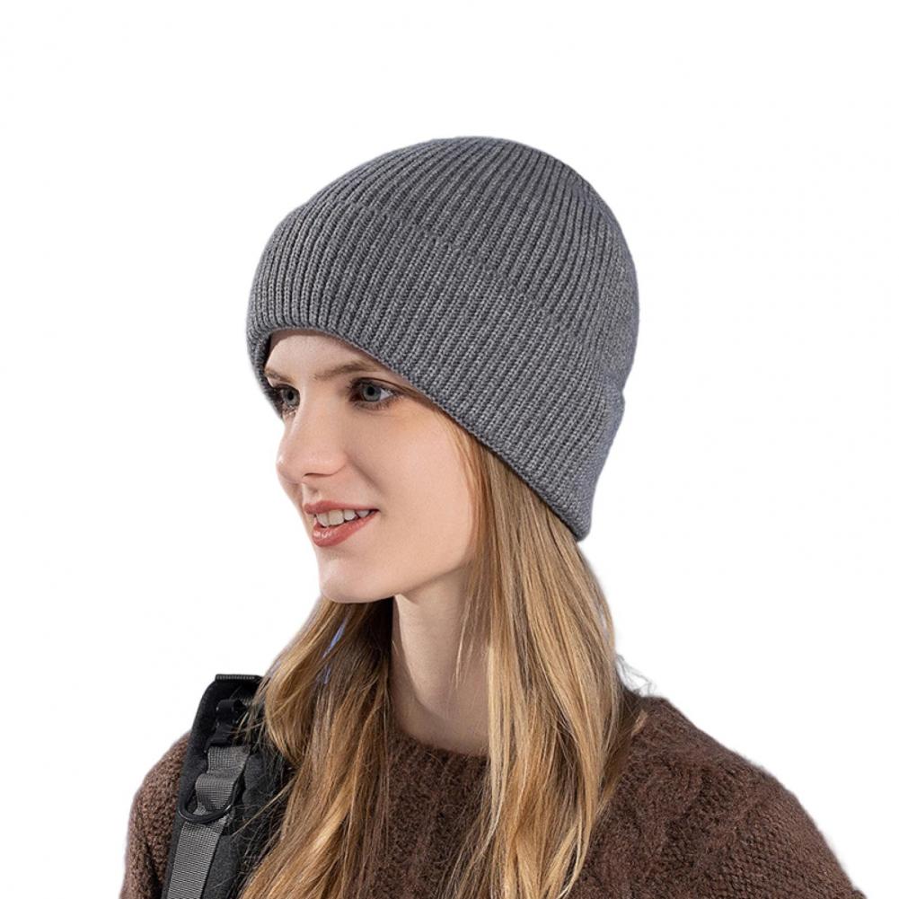 

Зимняя шапка унисекс, вязаная толстая эластичная шапка с начесом, однотонная, теплая, для повседневной носки, для катания на лыжах и коньках серый
