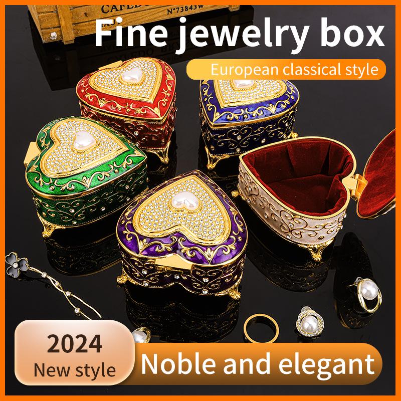 European Retro Enamel Jewelry Box: Exquisite Metal Storage for Necklaces and Princess Jewelry