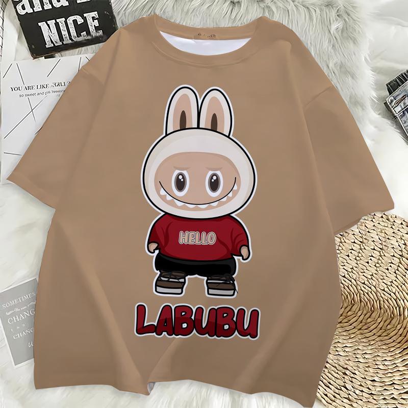 Labubu Cute 3D Print Women T-shirt Girl Short-Sleeved Versatile Casual Trend Clothes
