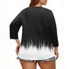 Women's Floral Print Three Quarter Sleeve Button V Neck Blouse Plus Size Loose Casual Shirt for Everyday Wear