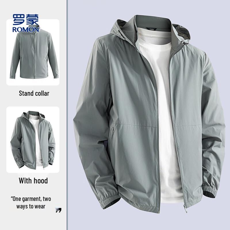 Romon Men s Detachable Hood Casual Jacket M