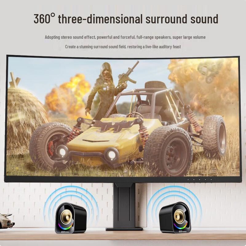 Lenovo A02 Mini RGB Wired Desktop Speakers