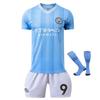 2324 Manchester City Haaland Set Maglia da Calcio Kit Casa Manica Corta Blu Traspirante Asciugatura Rapida