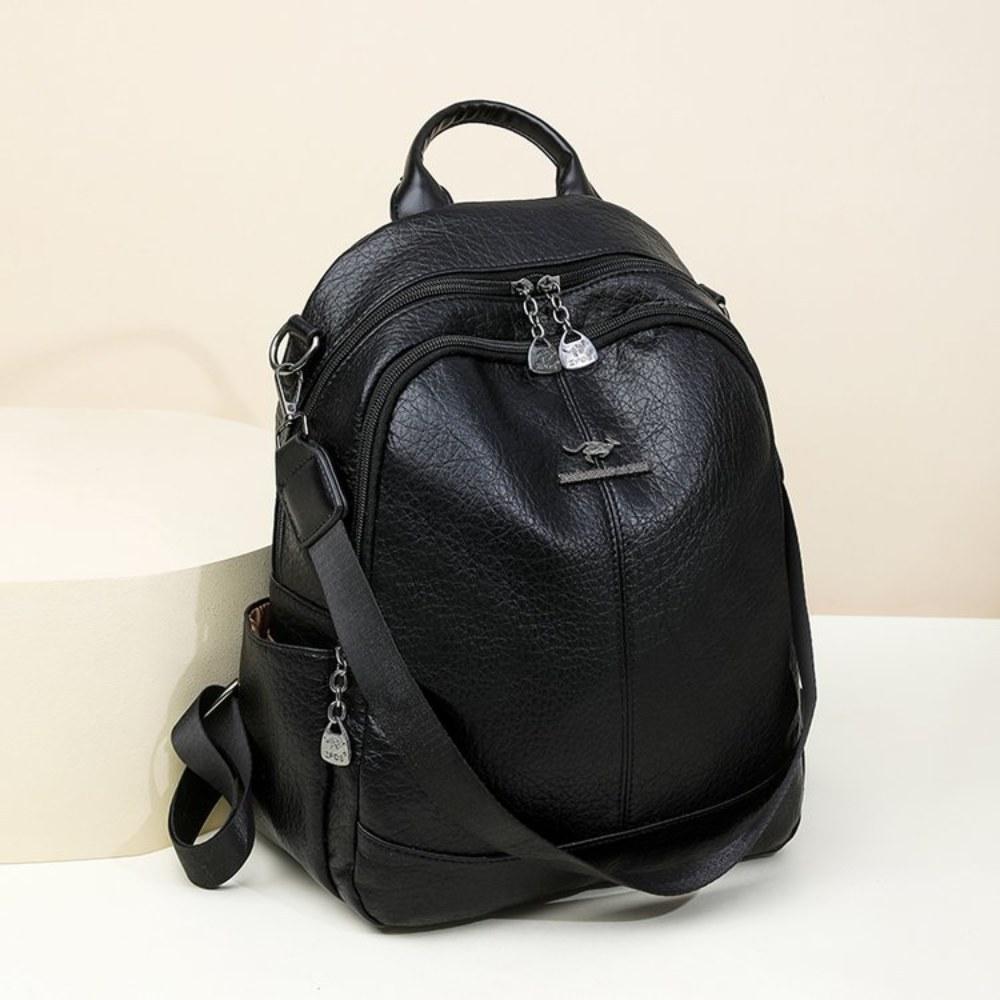 Women Large Capacity Soft PU Backpack with Adjustable Straps for Daily Commute