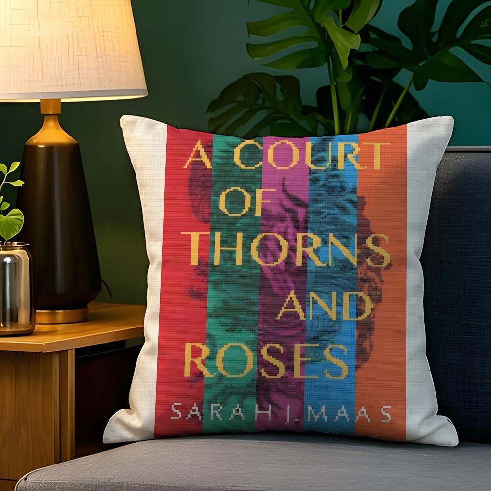 Fantasy Novel AA Court of Thorns and Roses Pillow Case Natural Linen Pillow Case DoubleSided Decor Sofa Pillowcase Home Decor