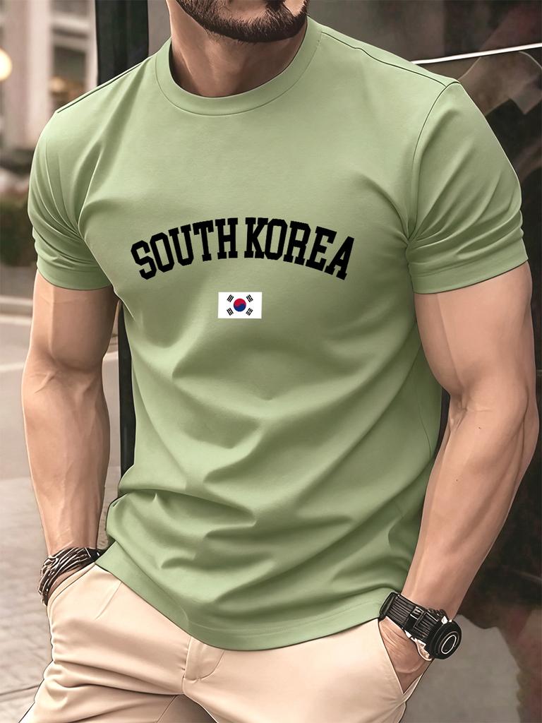 South Korea Flag Printing Mens TShirt Cotton Summer Comfortable Soft Tops Oversized ONeck Short Sleeve T Shirt Casual Clothes
