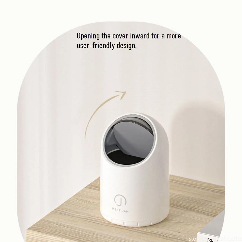 Mini Size Desktop Trash Can Intelligent Wave Sensor Induction Cute for Living Room Bathroom Ofiice Desk Anti Pinching Waste Bin