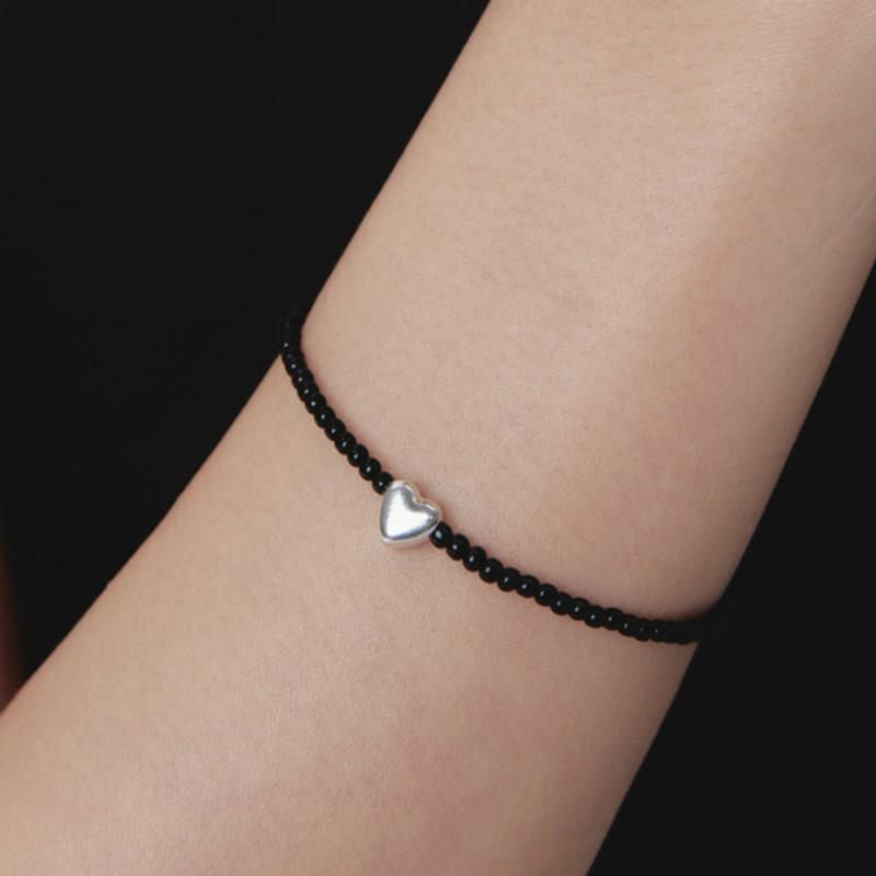 

dmoment (925Silver) Midnight S Heart Bracelet Black