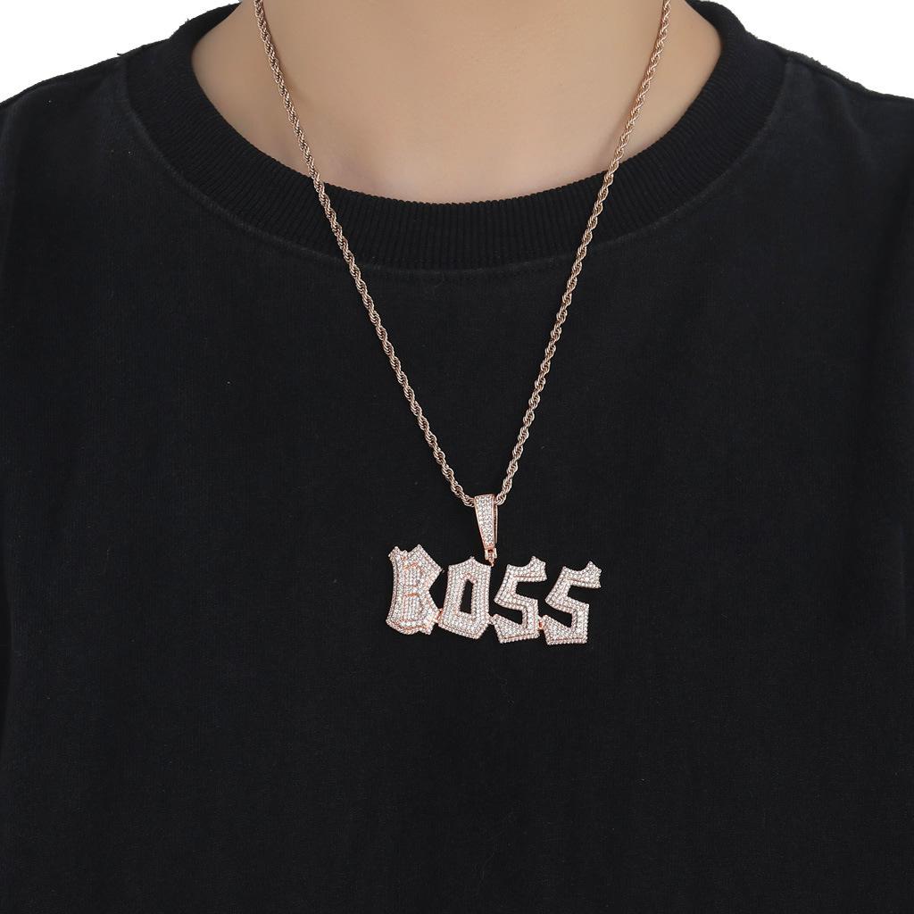 Cross-Border Niche Design Letter Patchwork Pendant: Sparkling Hip Hop Gold & Silver Necklace