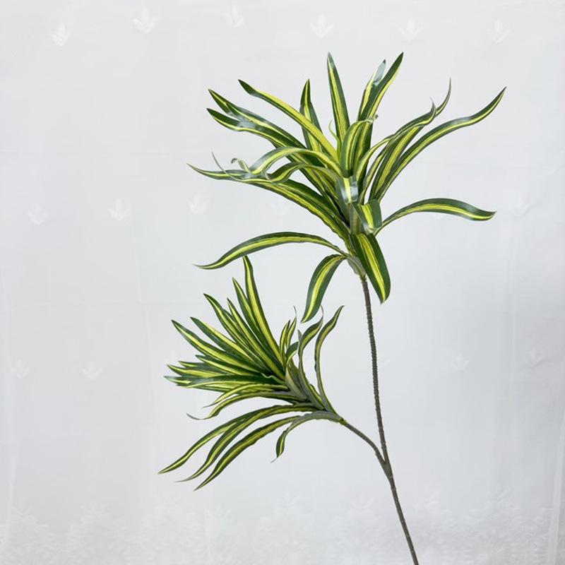 Artificial 2-Forked Dragon Blood Branch Floral Plastic Plant Restaurant Decoration Simulation Green Plants Leaves Fake Flower