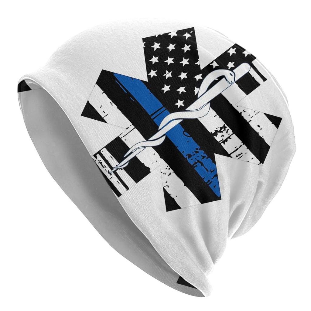 Patriotic EMT Logo Bonnet Hats Cool Outdoor Star of Life Skullies Beanies Hats Unisexs Womens Spring Multifunction Cap