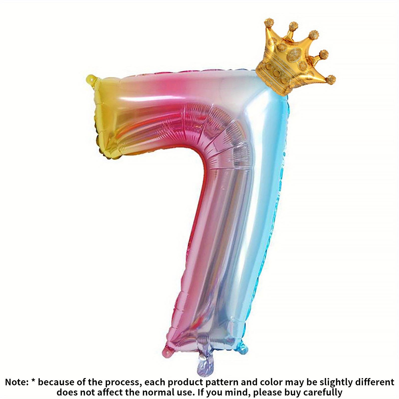 

Gradient Rainbow Digital Balloon Set with Mini Crown Perfect for Decorating Young Girls Birthdays and Anniversary Parties 7