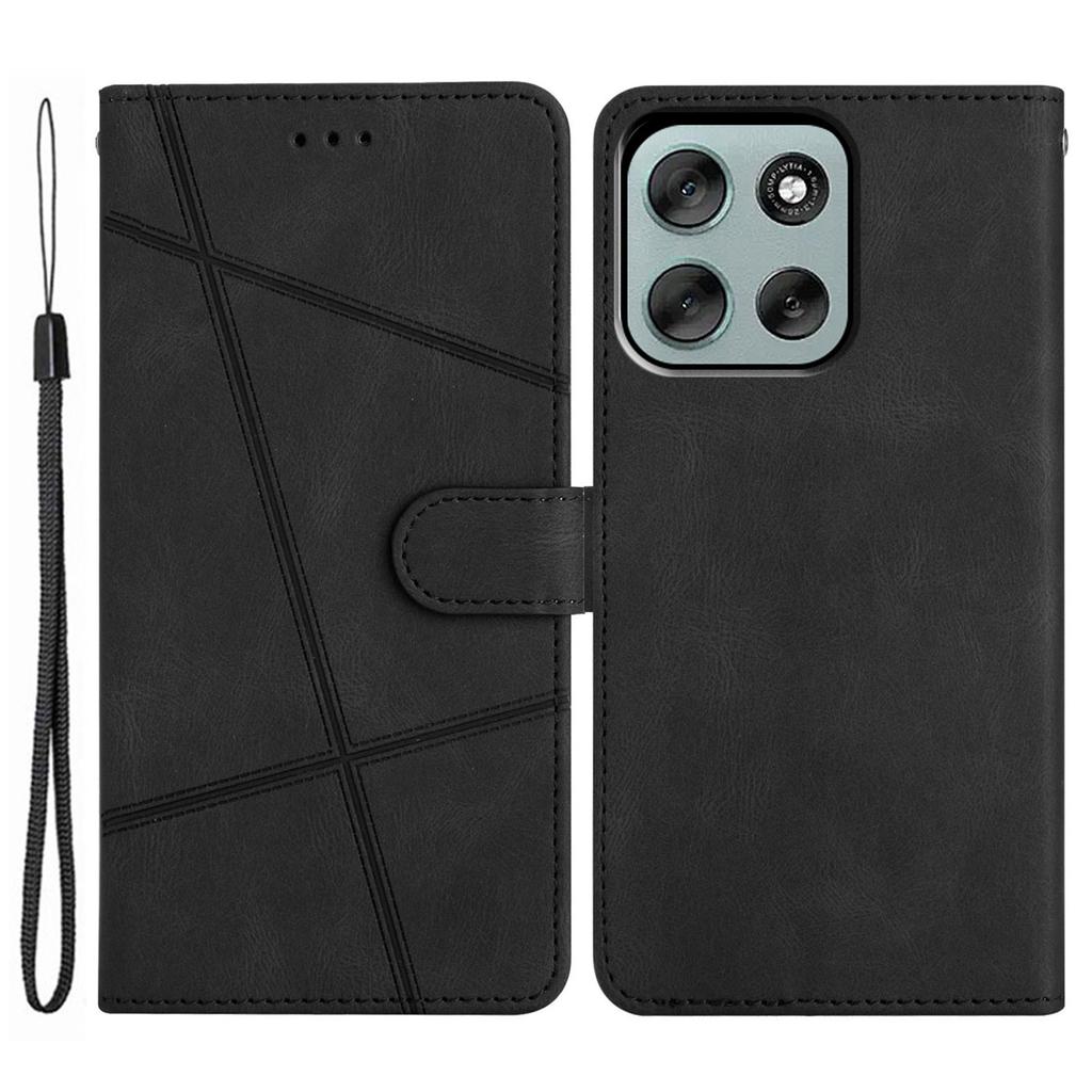 Für Motorola Moto G56 5G Brieftasche Hülle Liniengeprägtes Hautgefühl Leder Klapphandyhülle