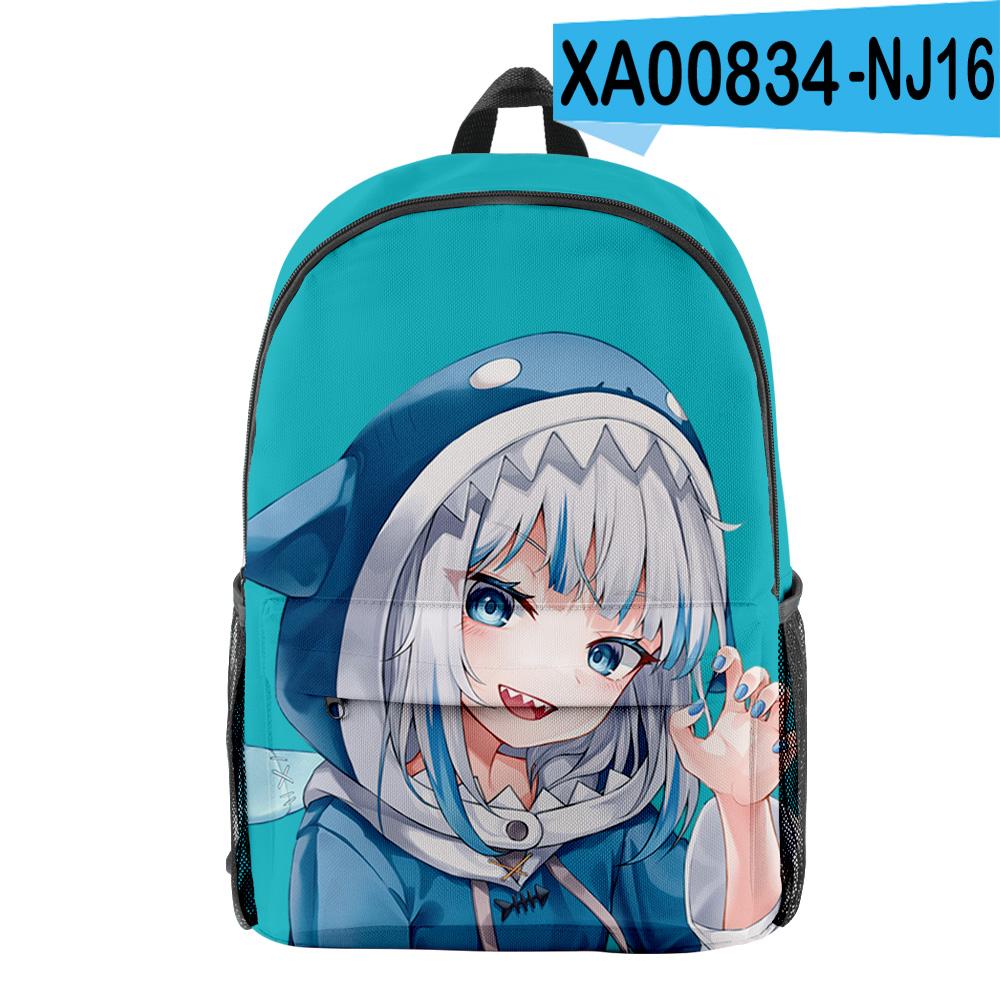 Classic Novelty Gawr Gura Cute Shark pupil Bookbag Notebook Backpacks 3D Print Oxford Waterproof Boys/Girls Travel Backpacks