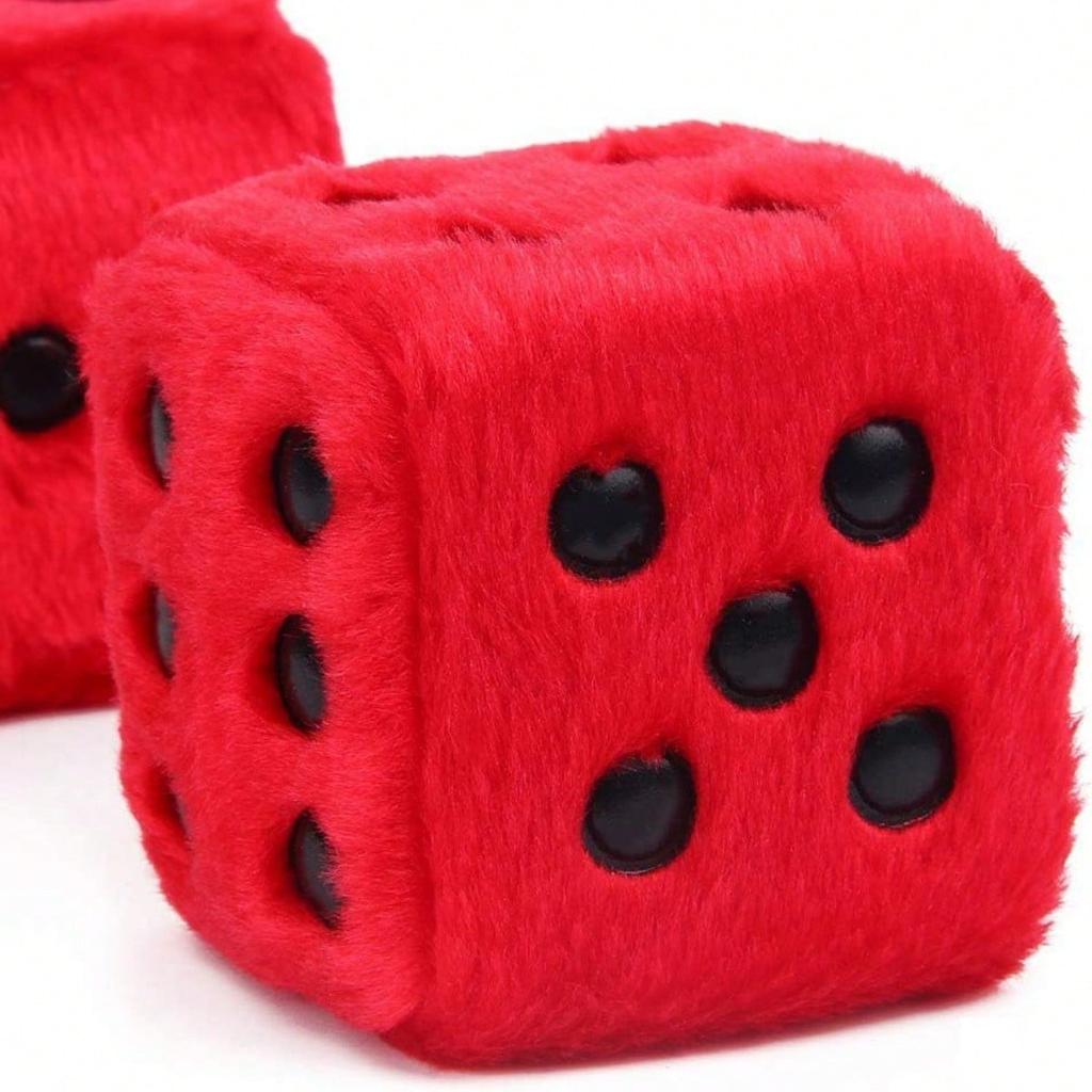 Couple Fuzzy Dice With Leather Dots Retro Car Mirror Hanging Accessories For Car Decoration