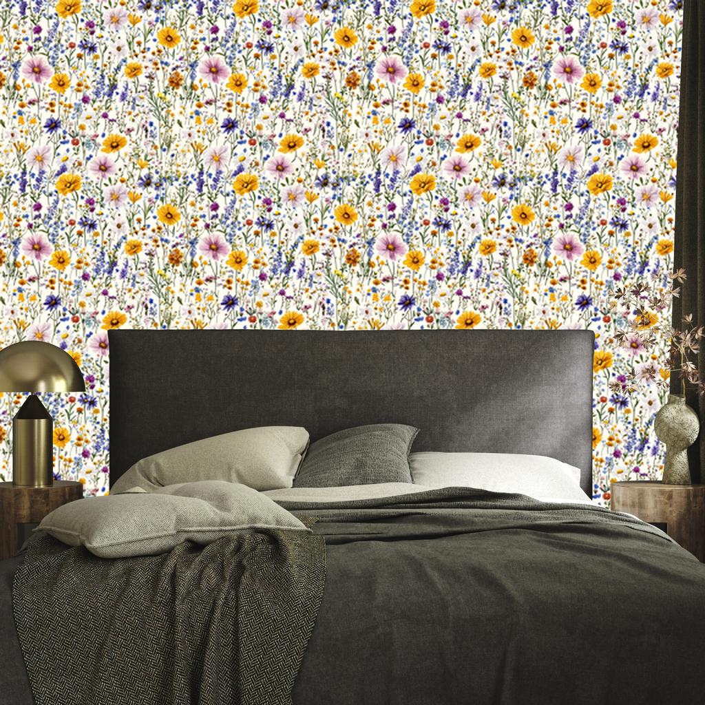 Wild Flowers Wallpaper Light Gray and Beige for Living Room and Bedroom 50x1000