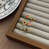 Retro Texture Two-Color Imitation Tiger'S Eye Stone Open Ring Niche Light Luxury High-End Sense Stacked Wearing Personalized Ring Woman