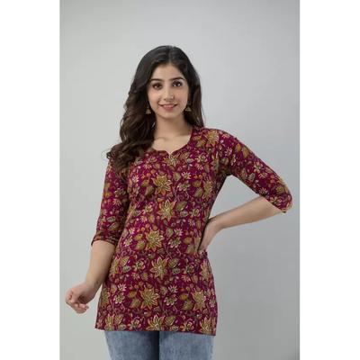 Women Designer Casual Regular Printed Top Kurta Bollywood Party Wear Tunic Kurti SC-2112546a